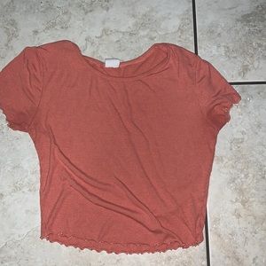 Medium coral pink crop top